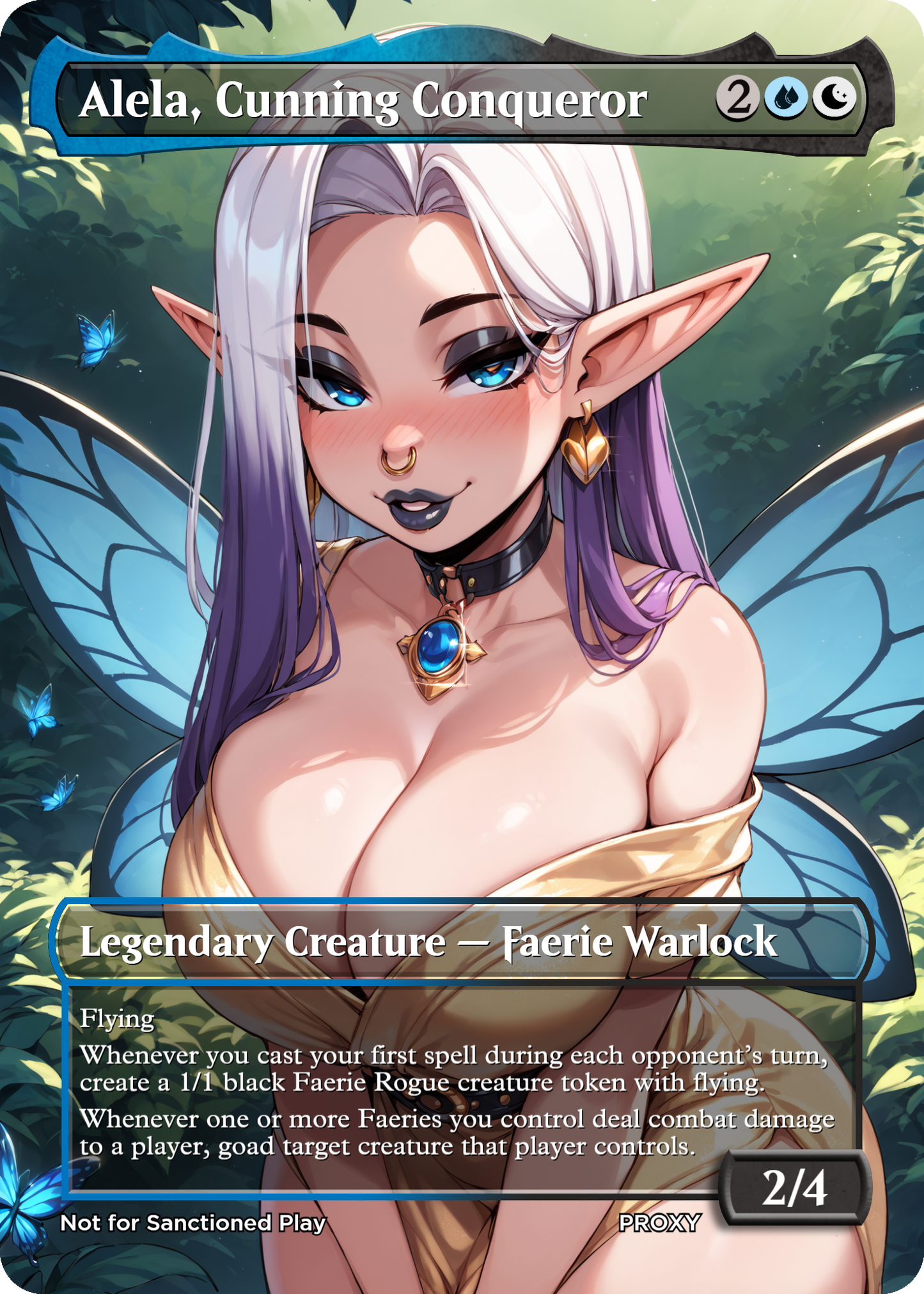 Alela, Cunning Conqueror (Sexy Fairy Goth Girl) Creature - MTG PROXY Anime Waifu - Mature Content
