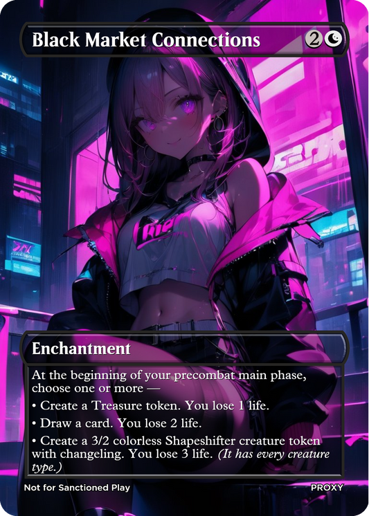 Black Market Connections Enchantment (Non-Creature) - MTG PROXY Anime Waifu - Mature Content
