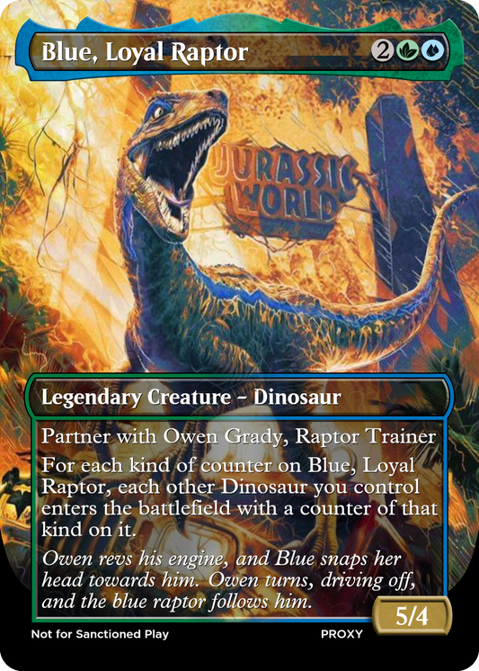 Blue, Loyal Raptor Creature - MTG PROXY Jurassic Park