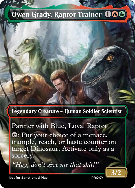 Owen Grady, Raptor Trainer Creature - MTG PROXY Jurassic Park