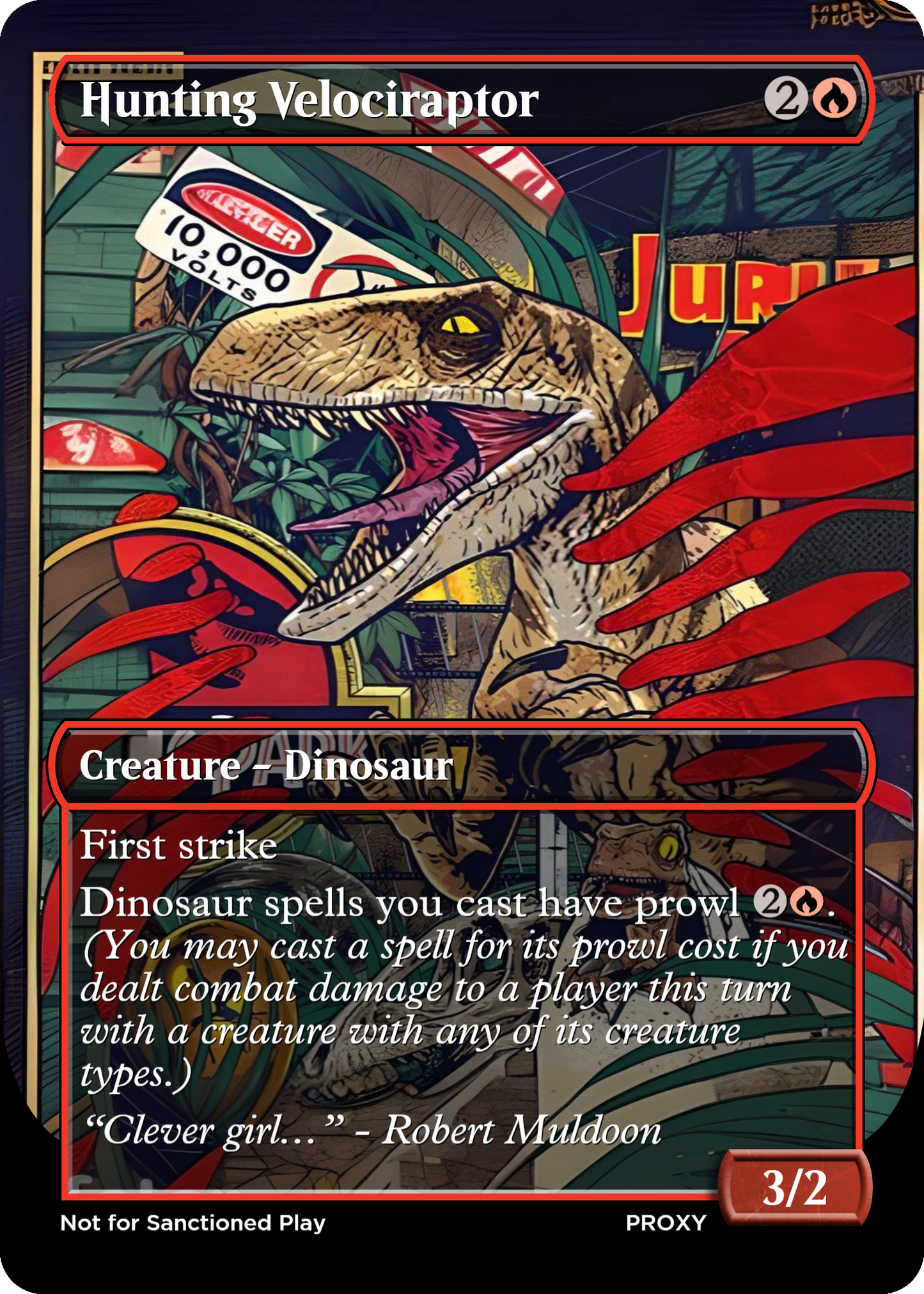 Hunting Velociraptor Creature Dinosaur - MTG PROXY Jurassic Park