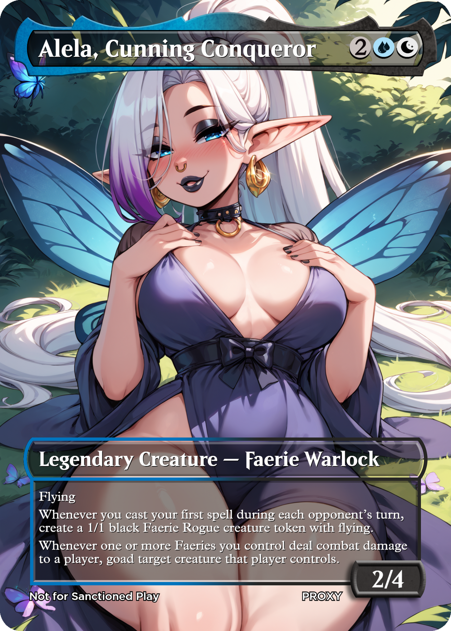 Alela, Cunning Conqueror (Sexy Fairy Goth Girl) Creature - MTG PROXY Anime Waifu - Mature Content