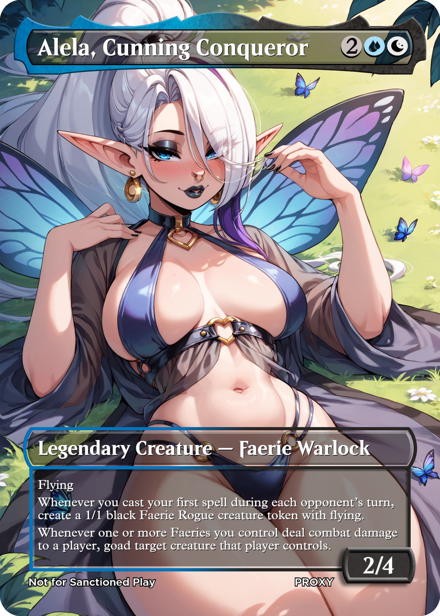 Alela, Cunning Conqueror (Sexy Fairy Goth Girl) Creature - MTG PROXY Anime Waifu - Mature Content