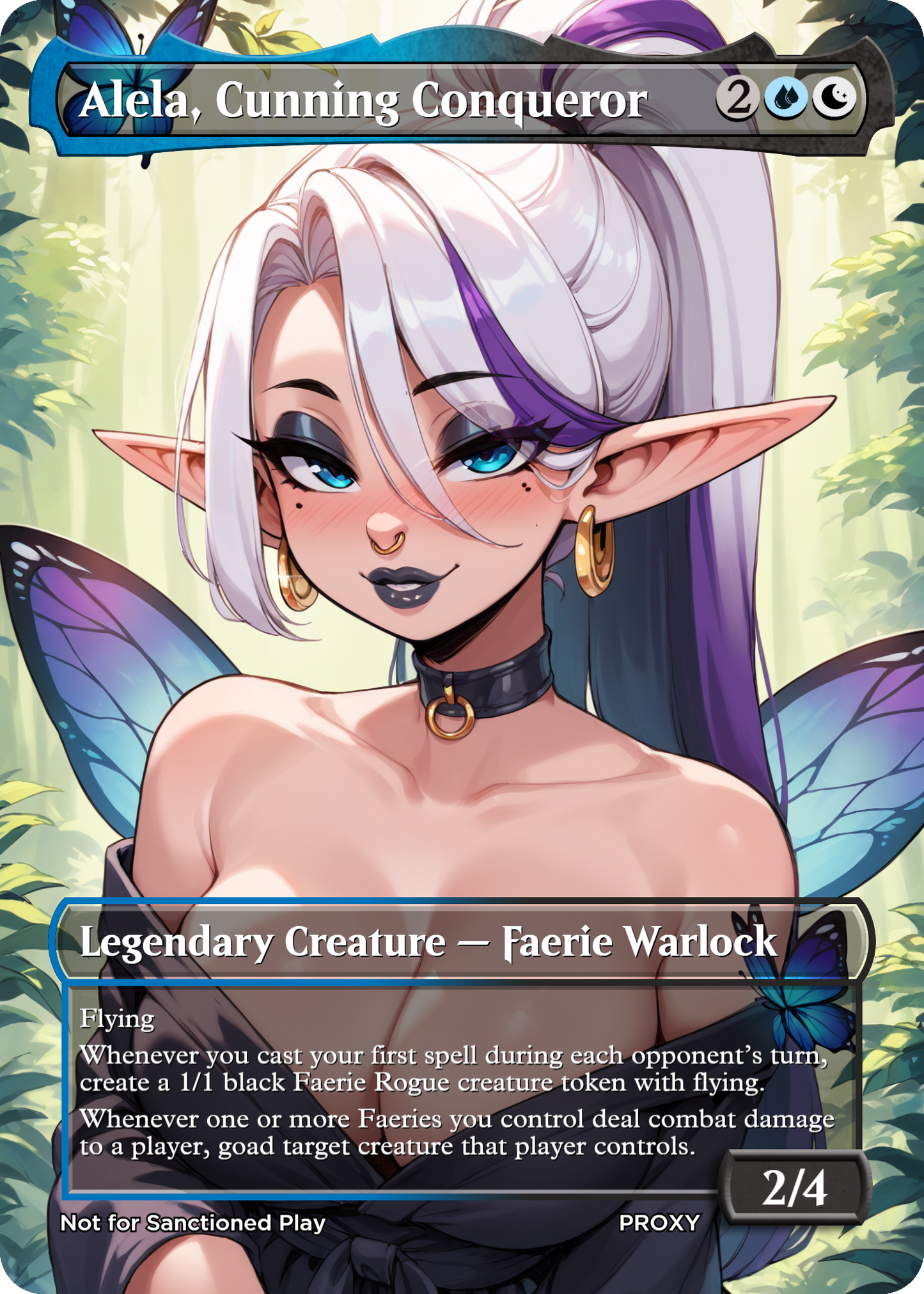 Alela, Cunning Conqueror (Sexy Fairy Goth Girl) Creature - MTG PROXY Anime Waifu - Mature Content