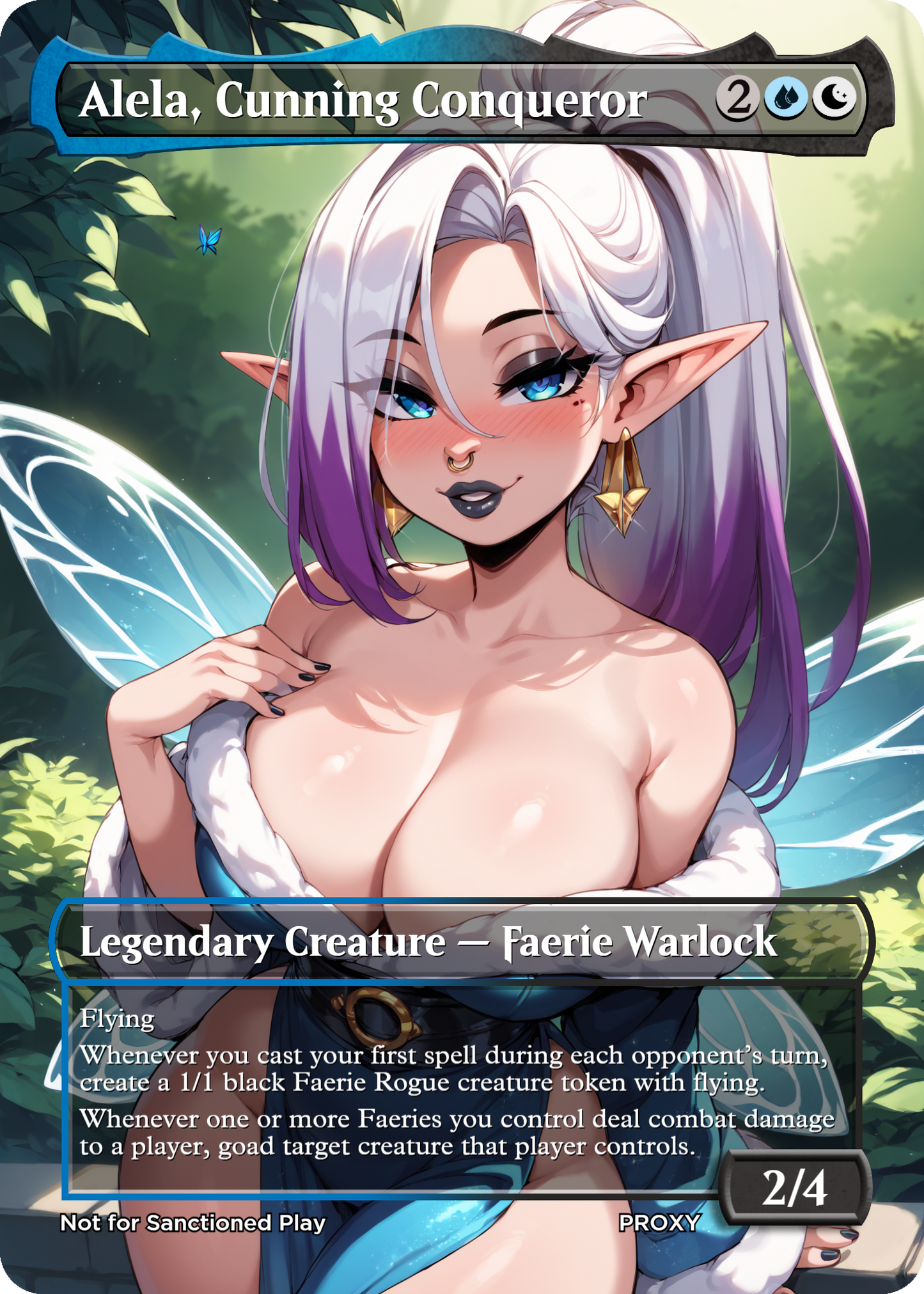Alela, Cunning Conqueror (Sexy Fairy Goth Girl) Creature - MTG PROXY Anime Waifu - Mature Content