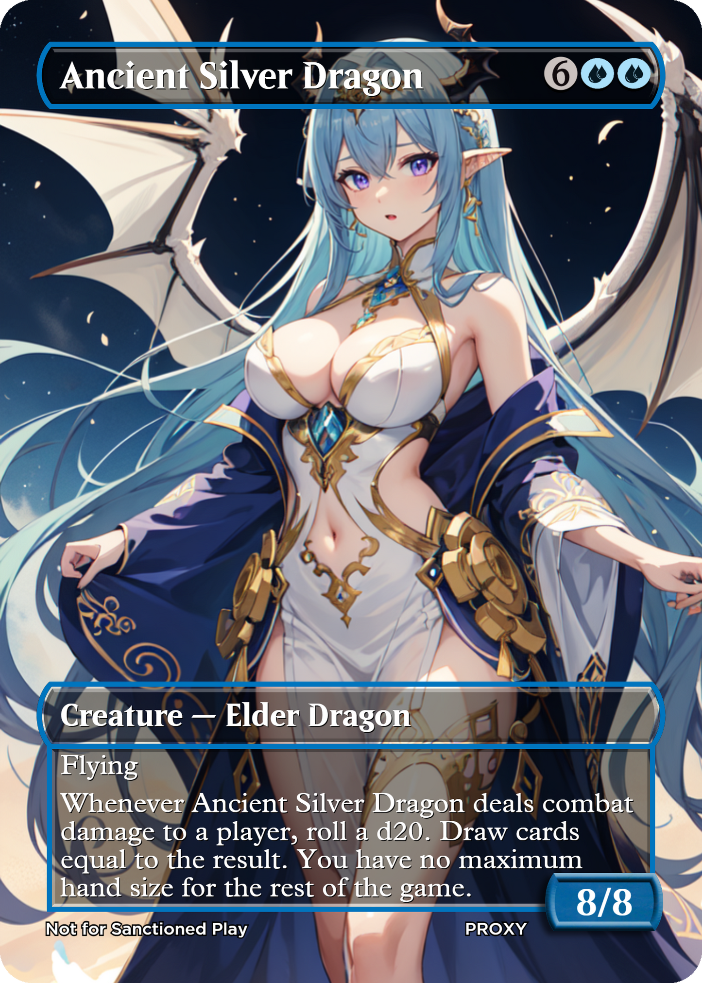 Ancient Silver Dragon Creature - MTG PROXY Anime Waifu - Mature Content