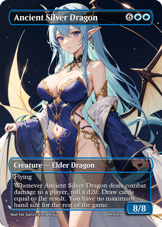Ancient Silver Dragon Creature - MTG PROXY Anime Waifu - Mature Content