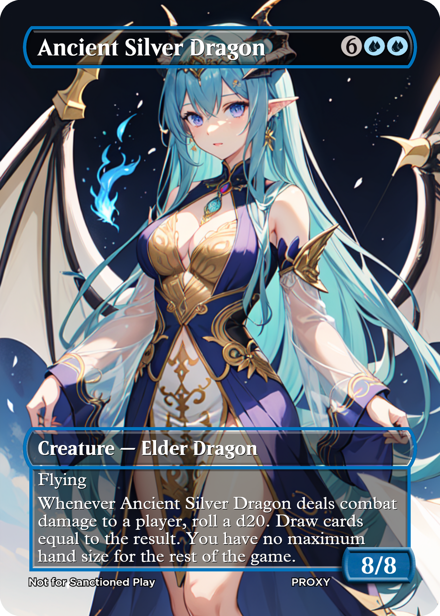 Ancient Silver Dragon Creature - MTG PROXY Anime Waifu - Mature Content