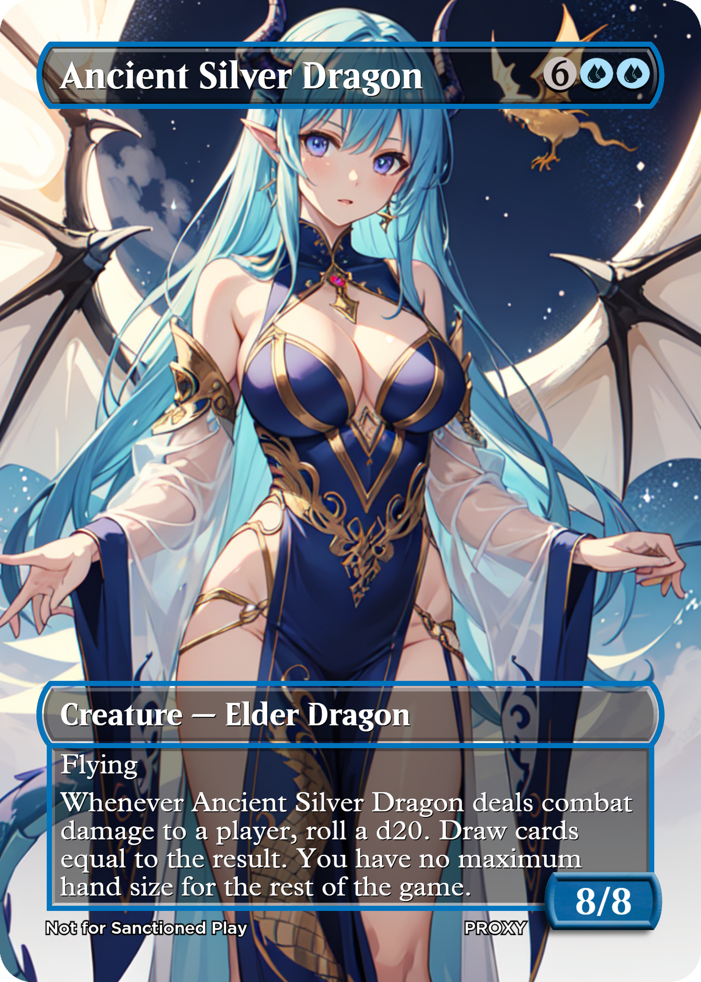 Ancient Silver Dragon Creature - MTG PROXY Anime Waifu - Mature Content