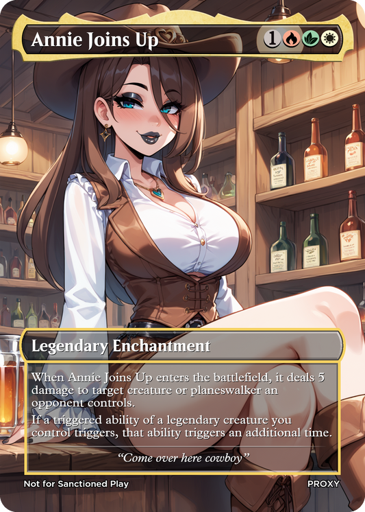 Annie Joins Up Legendary Enchantment (Non-Creature) - Sexy Cowgirl - MTG PROXY Anime Waifu - Mature Content