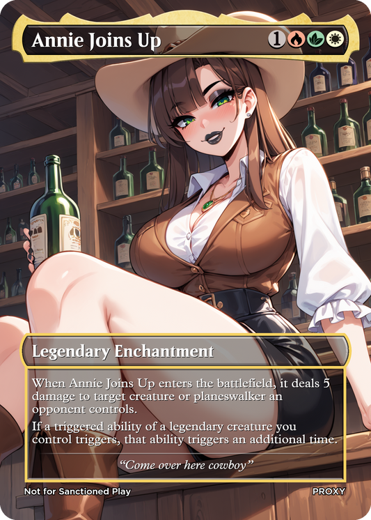 Annie Joins Up Legendary Enchantment (Non-Creature) - Sexy Cowgirl - MTG PROXY Anime Waifu - Mature Content