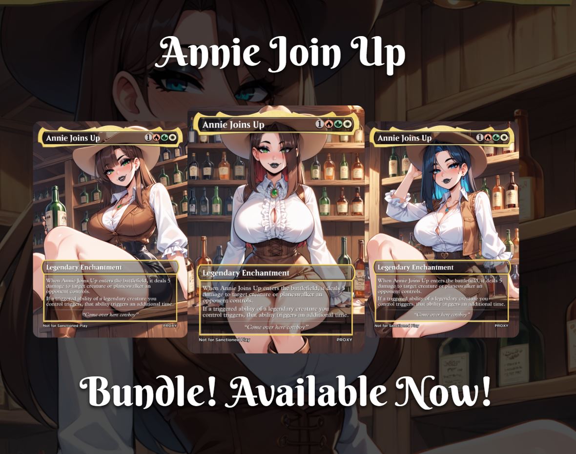 Annie Joins Up Legendary Enchantment (Non-Creature) - Sexy Cowgirl - MTG PROXY Anime Waifu - Mature Content