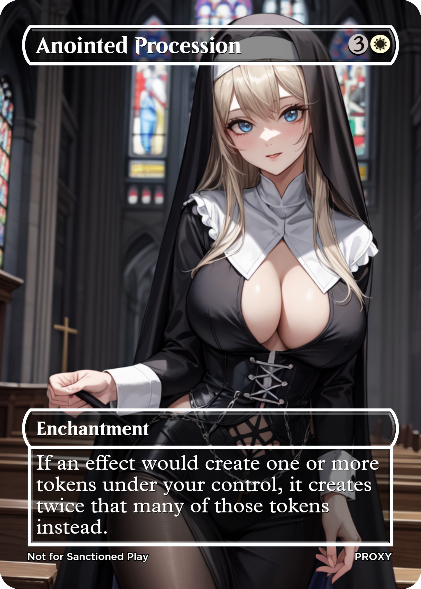 Anointed Procession "Sexy Nun" Enchantment (Non-Creature) - MTG PROXY Anime Waifu - Mature Content