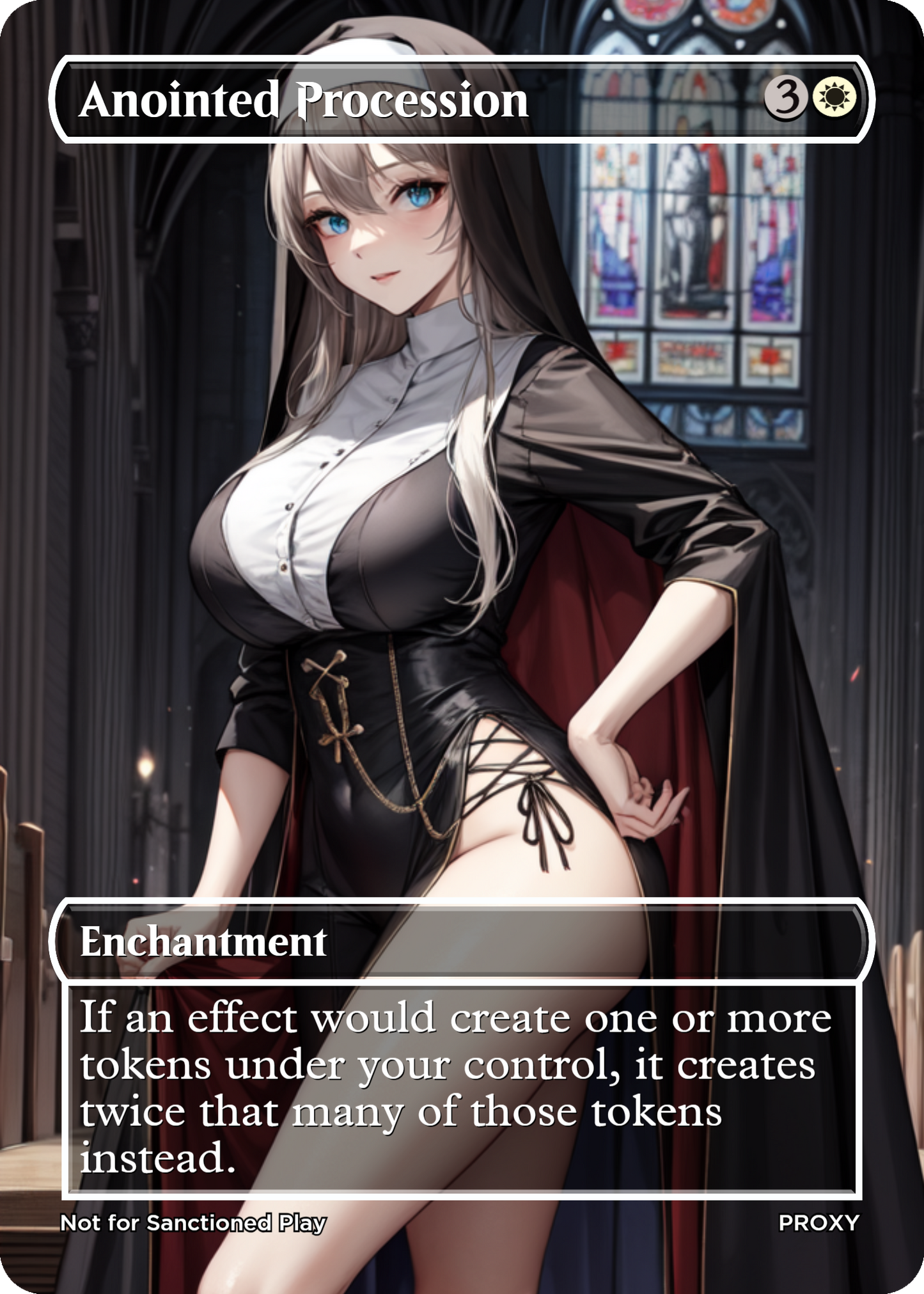 Anointed Procession "Sexy Nun" Enchantment (Non-Creature) - MTG PROXY Anime Waifu - Mature Content
