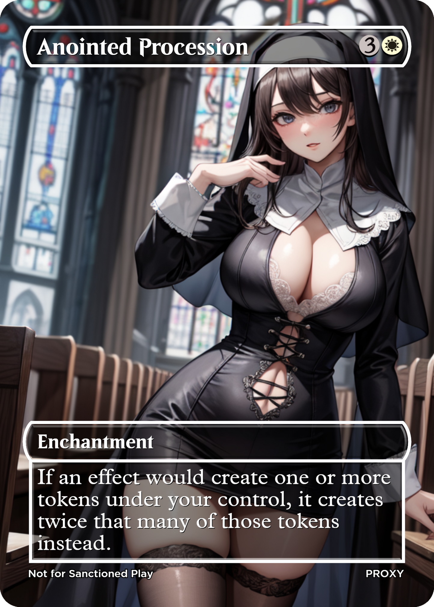 Anointed Procession "Sexy Nun" Enchantment (Non-Creature) - MTG PROXY Anime Waifu - Mature Content
