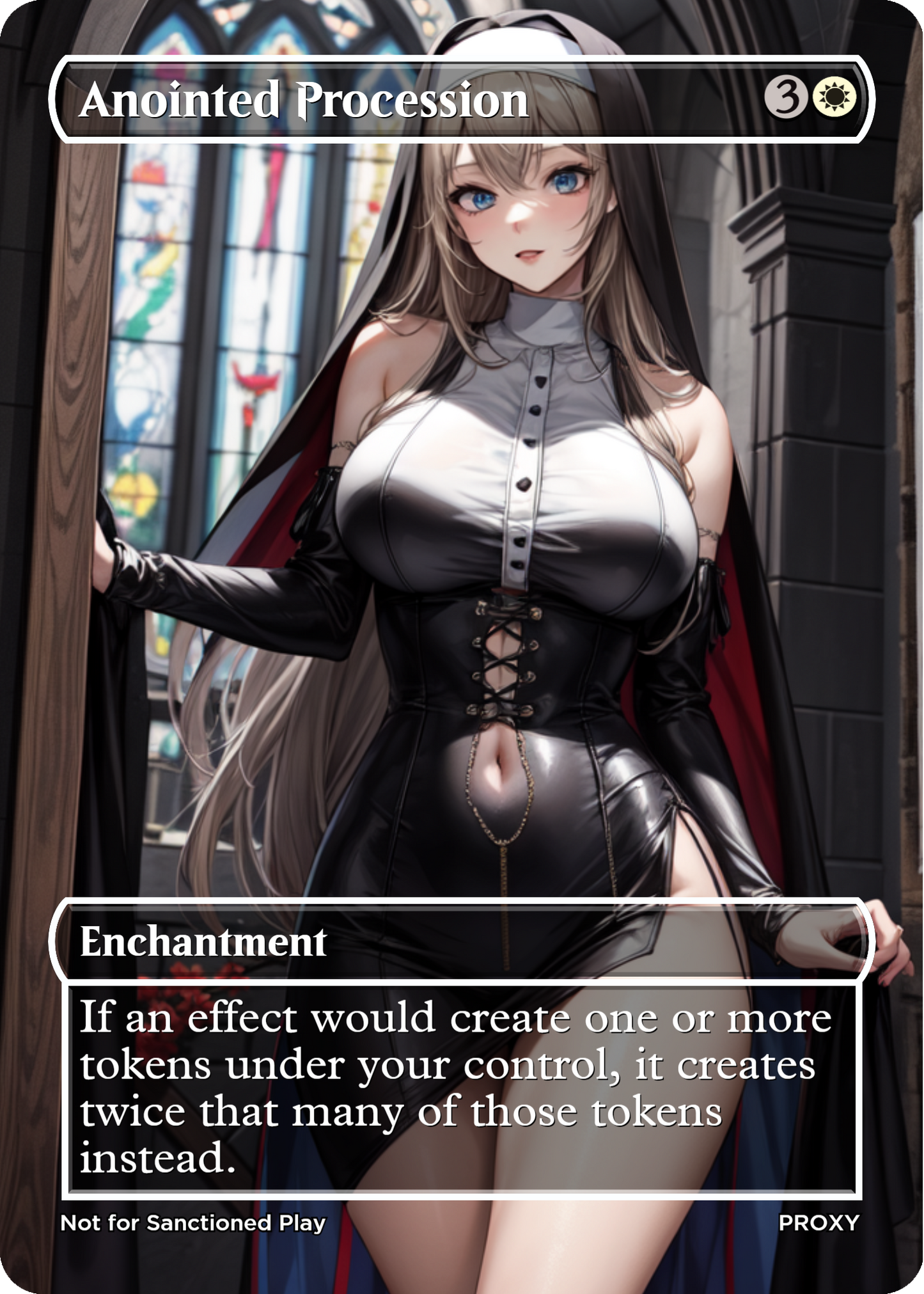 Anointed Procession "Sexy Nun" Enchantment (Non-Creature) - MTG PROXY Anime Waifu - Mature Content