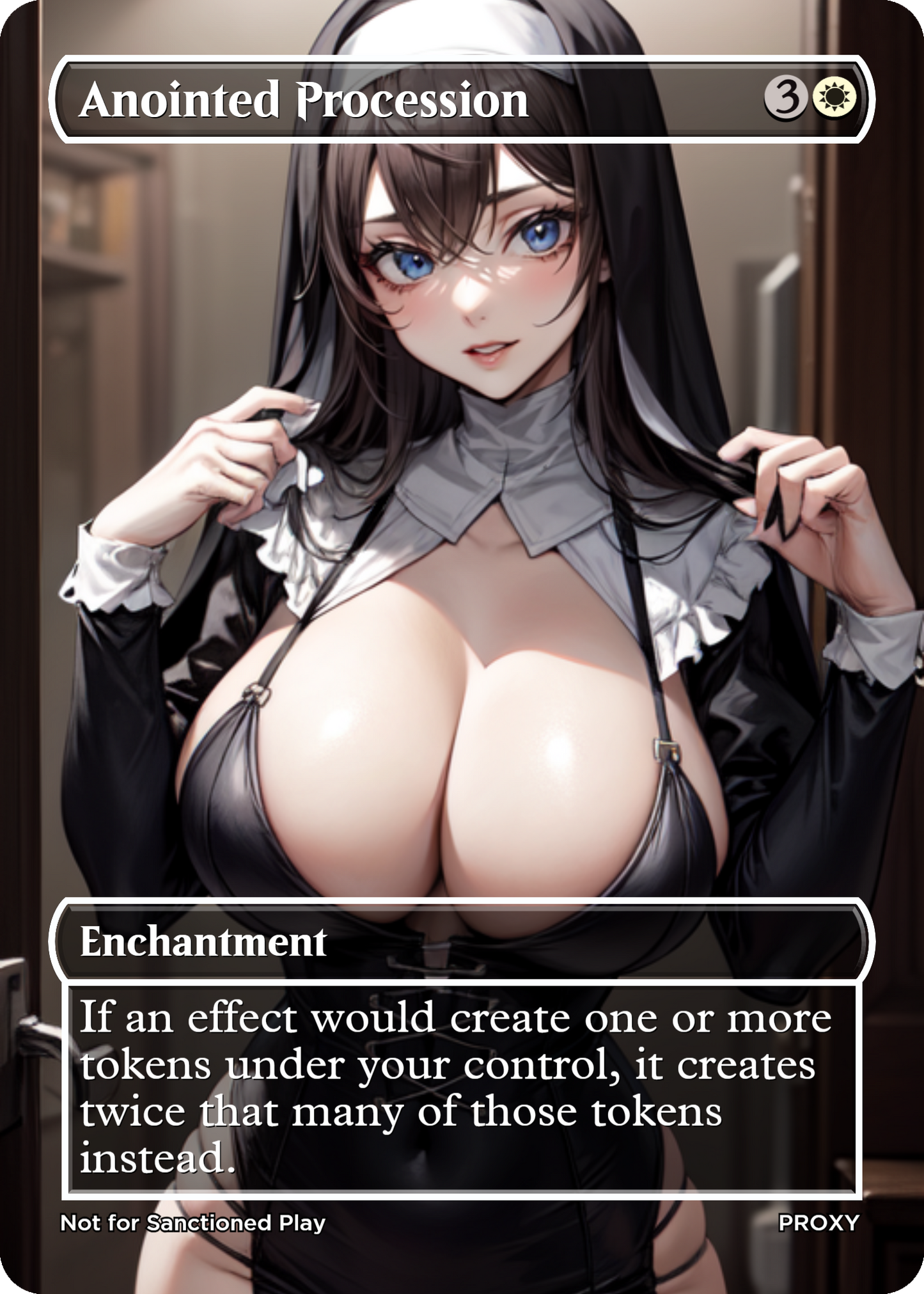 Anointed Procession "Sexy Nun" Enchantment (Non-Creature) - MTG PROXY Anime Waifu - Mature Content