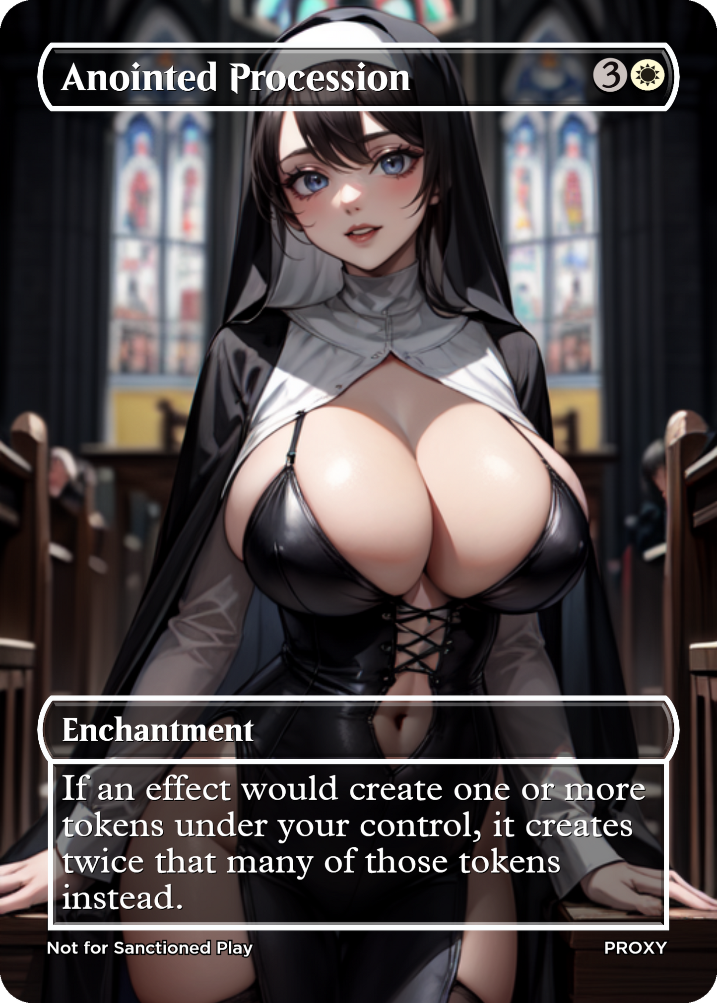 Anointed Procession "Sexy Nun" Enchantment (Non-Creature) - MTG PROXY Anime Waifu - Mature Content