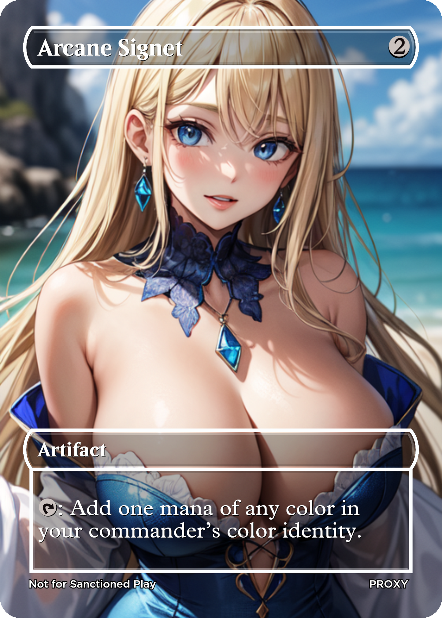 Arcane Signet "Big Breasts" Artifact (Non-Creature) - MTG PROXY Anime Waifu - Mature Content