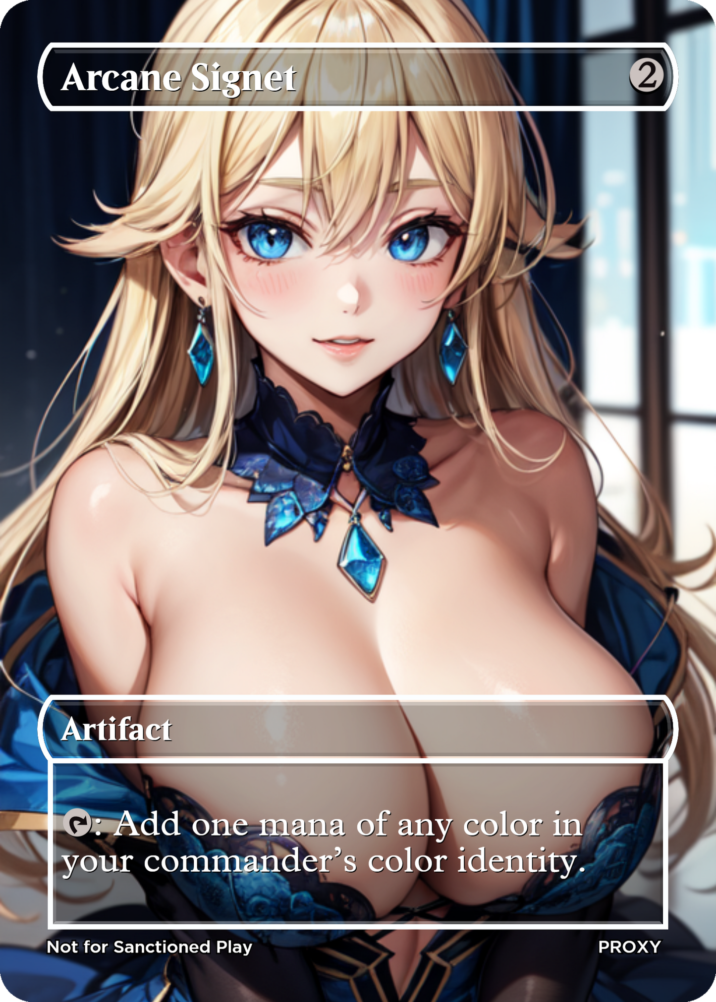 Arcane Signet "Big Breasts" Artifact (Non-Creature) - MTG PROXY Anime Waifu - Mature Content