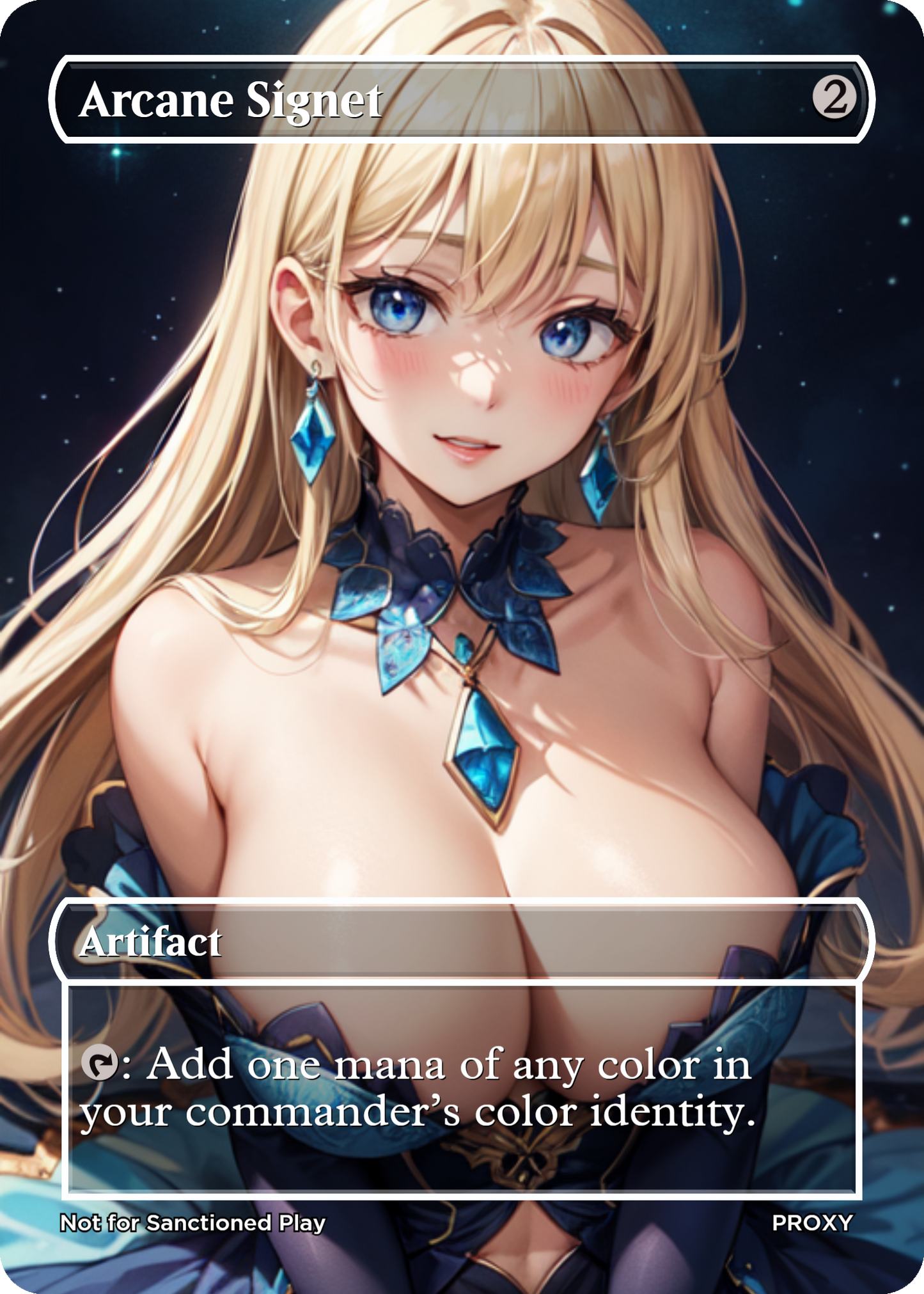 Arcane Signet "Big Breasts" Artifact (Non-Creature) - MTG PROXY Anime Waifu - Mature Content