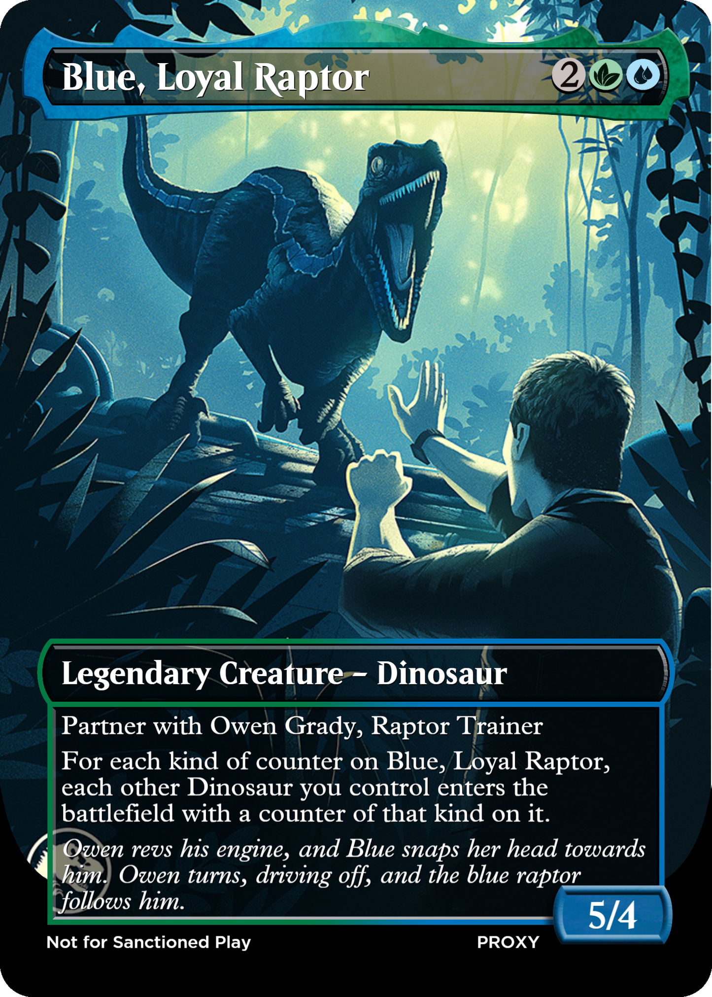 Blue, Loyal Raptor Creature - MTG PROXY Jurassic Park