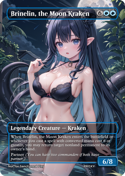 Brinelin, the Moon Kraken Creature - MTG PROXY Anime Waifu - Mature Content