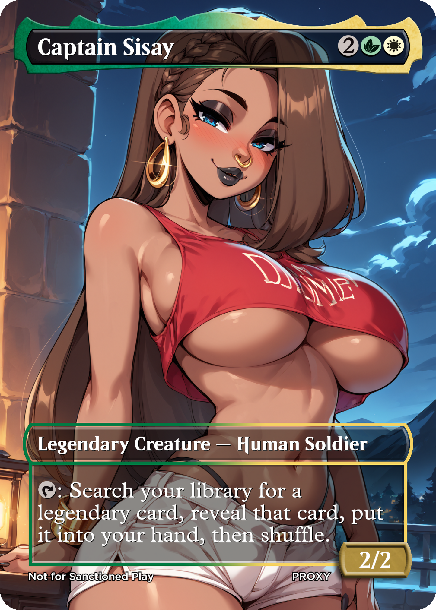 Captain Sisay (Sexy Pirate Goth Girl) Creature - MTG PROXY Anime Waifu - Mature Content