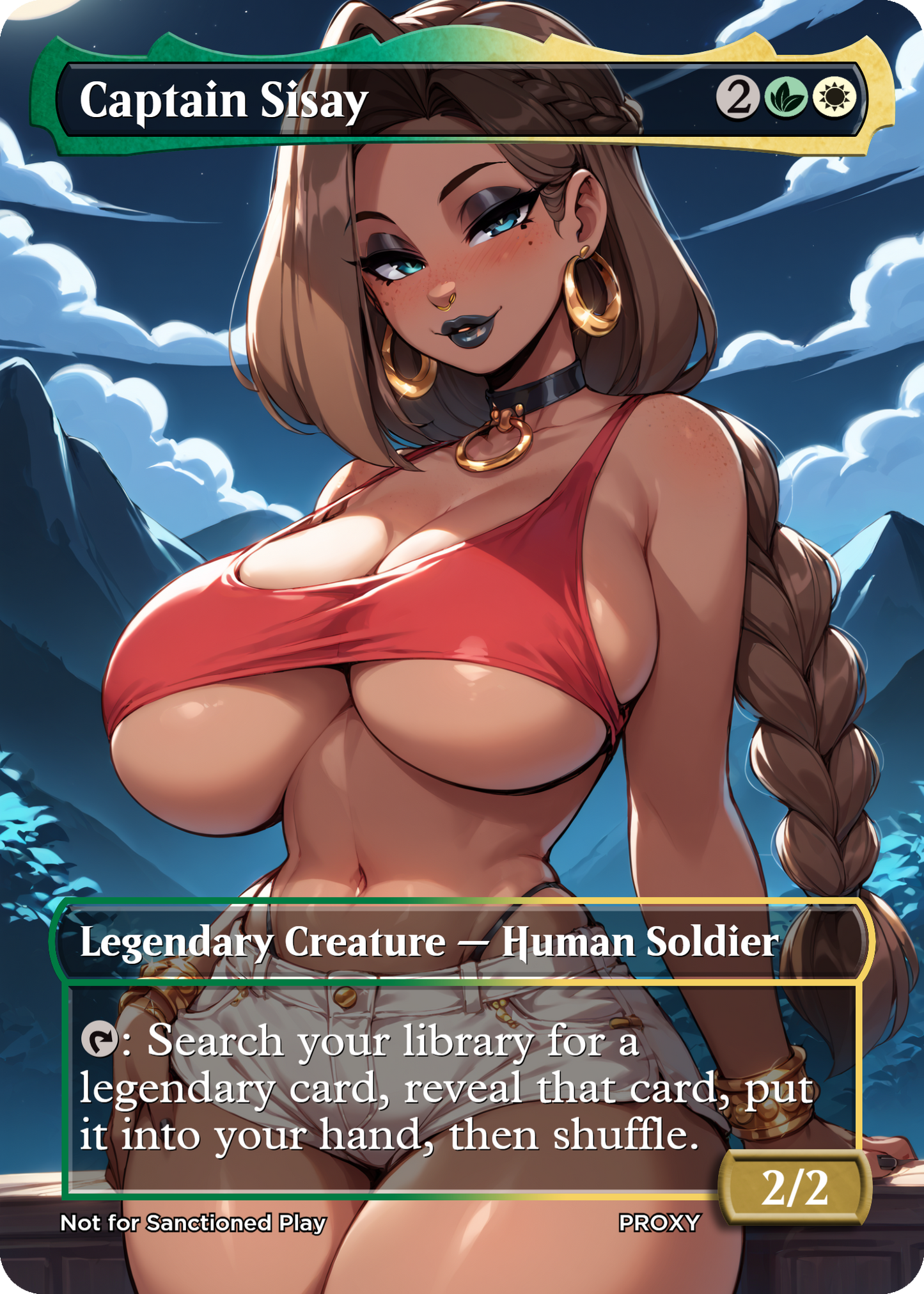 Captain Sisay (Sexy Pirate Goth Girl) Creature - MTG PROXY Anime Waifu - Mature Content