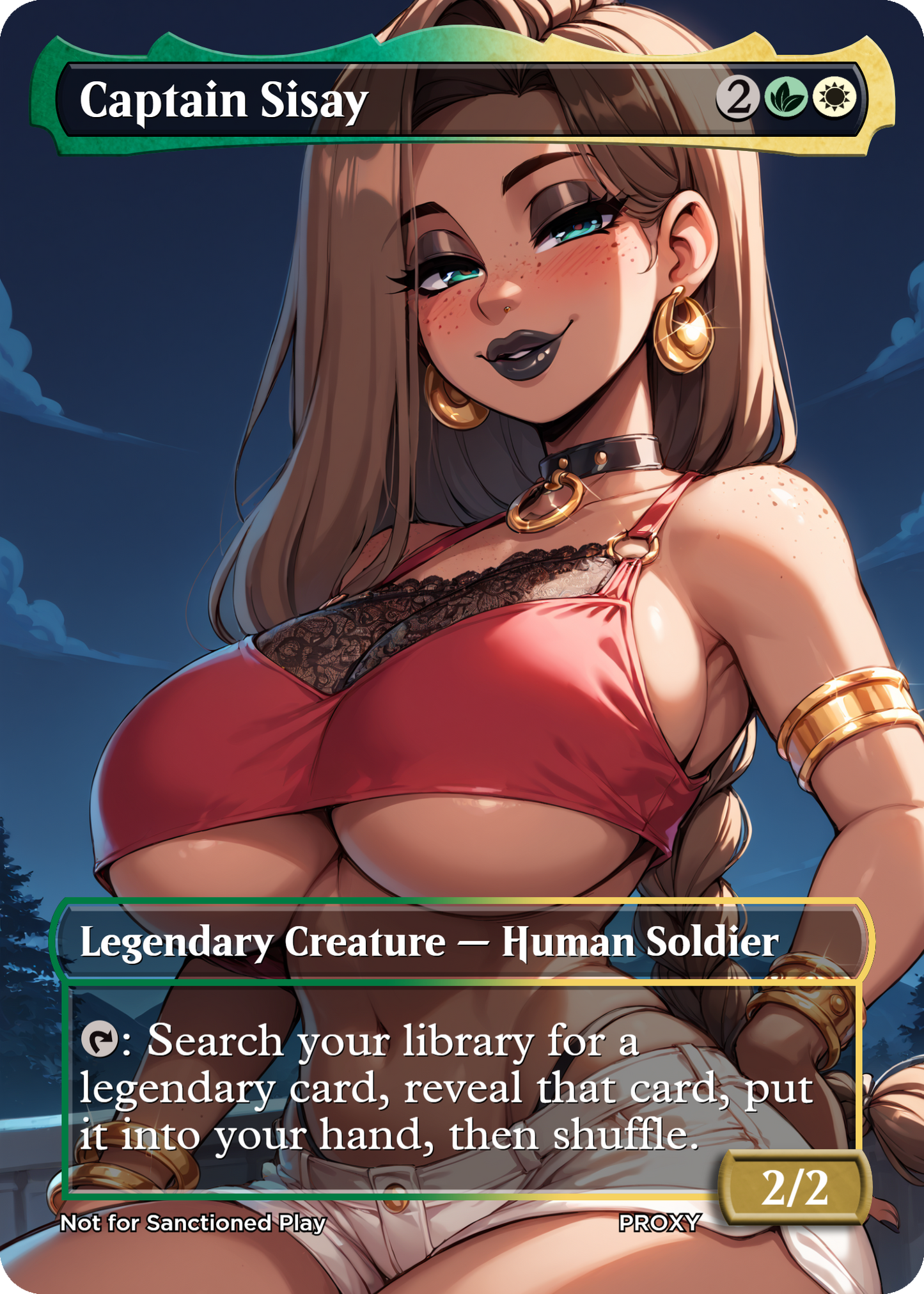 Captain Sisay (Sexy Pirate Goth Girl) Creature - MTG PROXY Anime Waifu - Mature Content