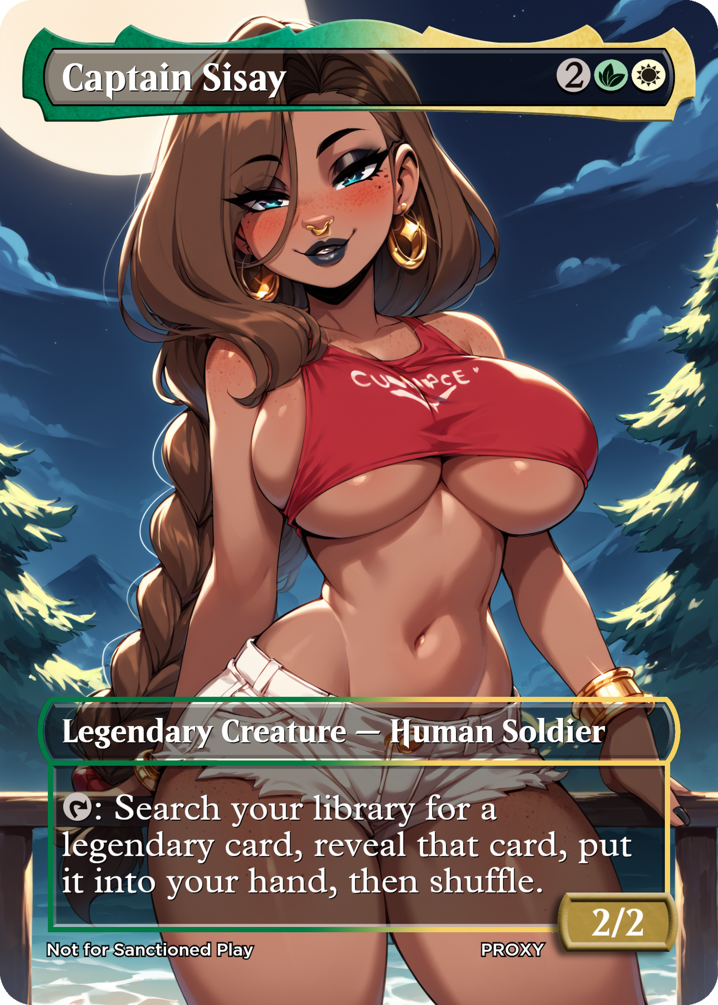 Captain Sisay (Sexy Pirate Goth Girl) Creature - MTG PROXY Anime Waifu - Mature Content