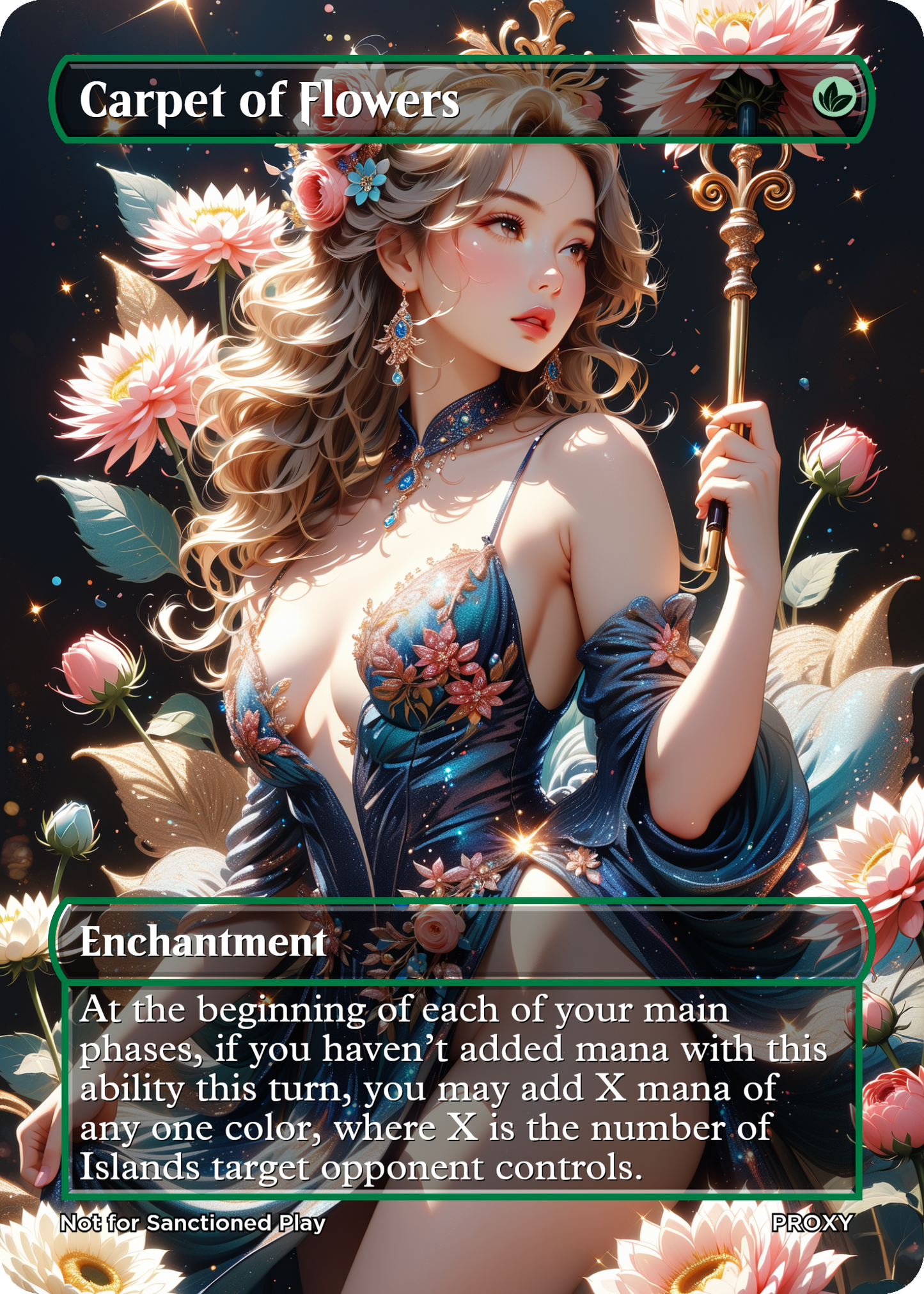 Carpet of Flowers Enchantment (Non-Creature) - MTG PROXY Anime Waifu - Mature Content
