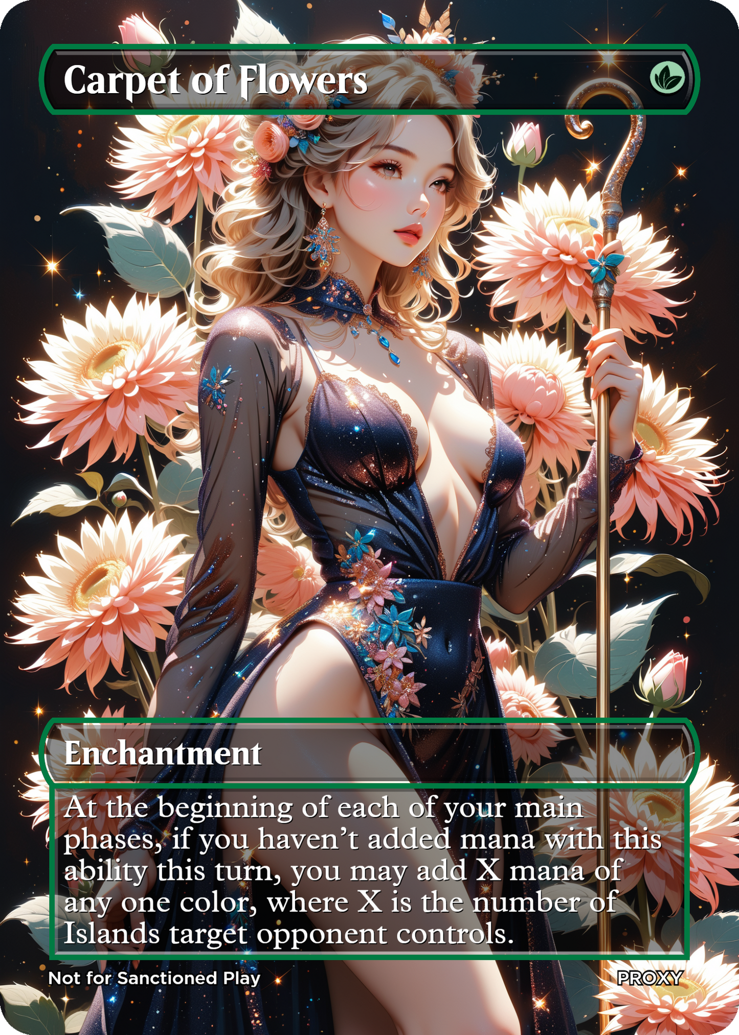 Carpet of Flowers Enchantment (Non-Creature) - MTG PROXY Anime Waifu - Mature Content