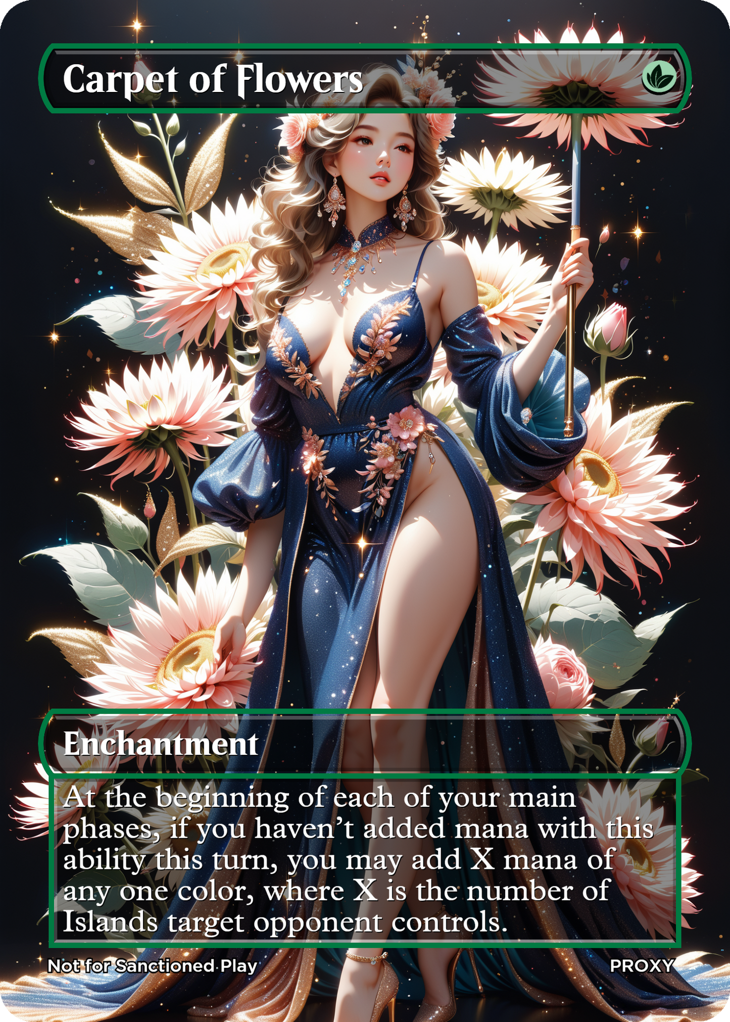 Carpet of Flowers Enchantment (Non-Creature) - MTG PROXY Anime Waifu - Mature Content