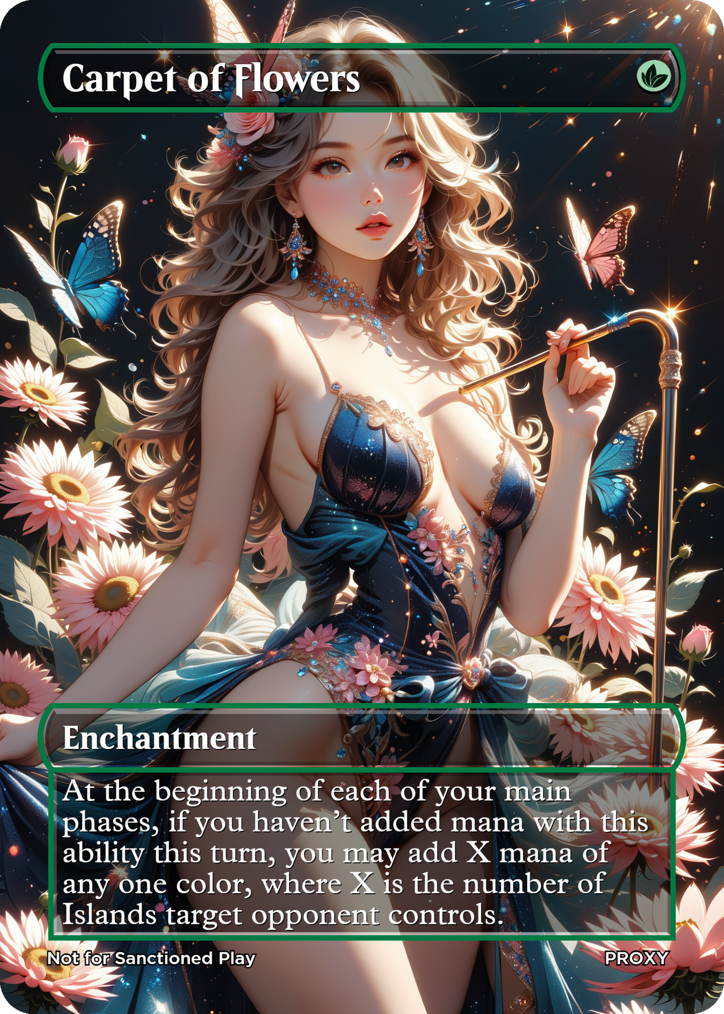 Carpet of Flowers Enchantment (Non-Creature) - MTG PROXY Anime Waifu - Mature Content