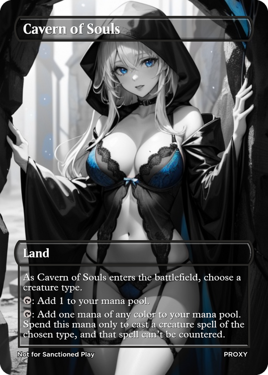 Cavern of Souls Land (Non-Creature) - MTG PROXY Anime Waifu - Mature Content