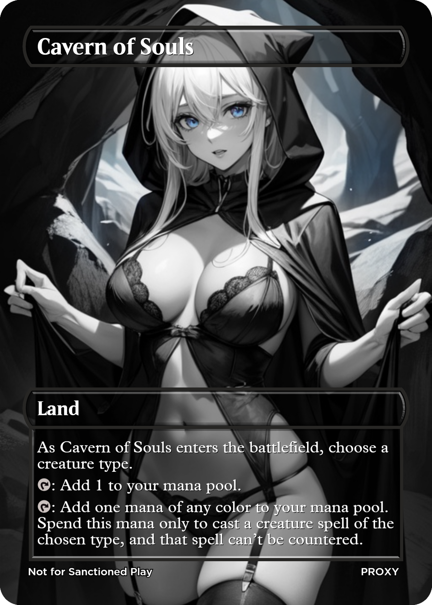 Cavern of Souls Land (Non-Creature) - MTG PROXY Anime Waifu - Mature Content