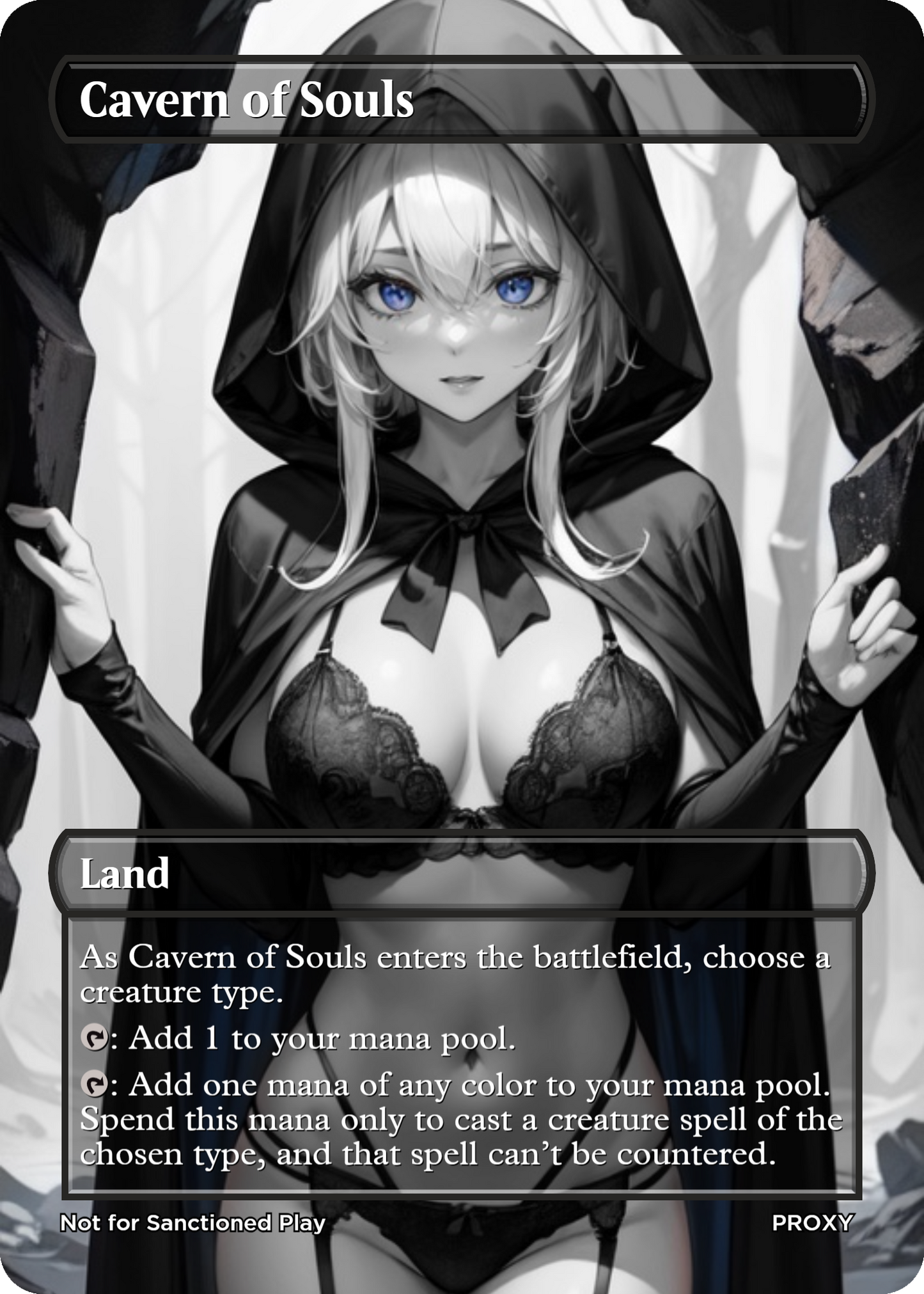 Cavern of Souls Land (Non-Creature) - MTG PROXY Anime Waifu - Mature Content