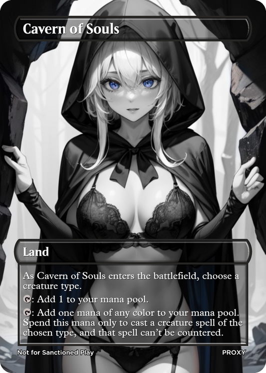 Cavern of Souls Land (Non-Creature) - MTG PROXY Anime Waifu - Mature Content