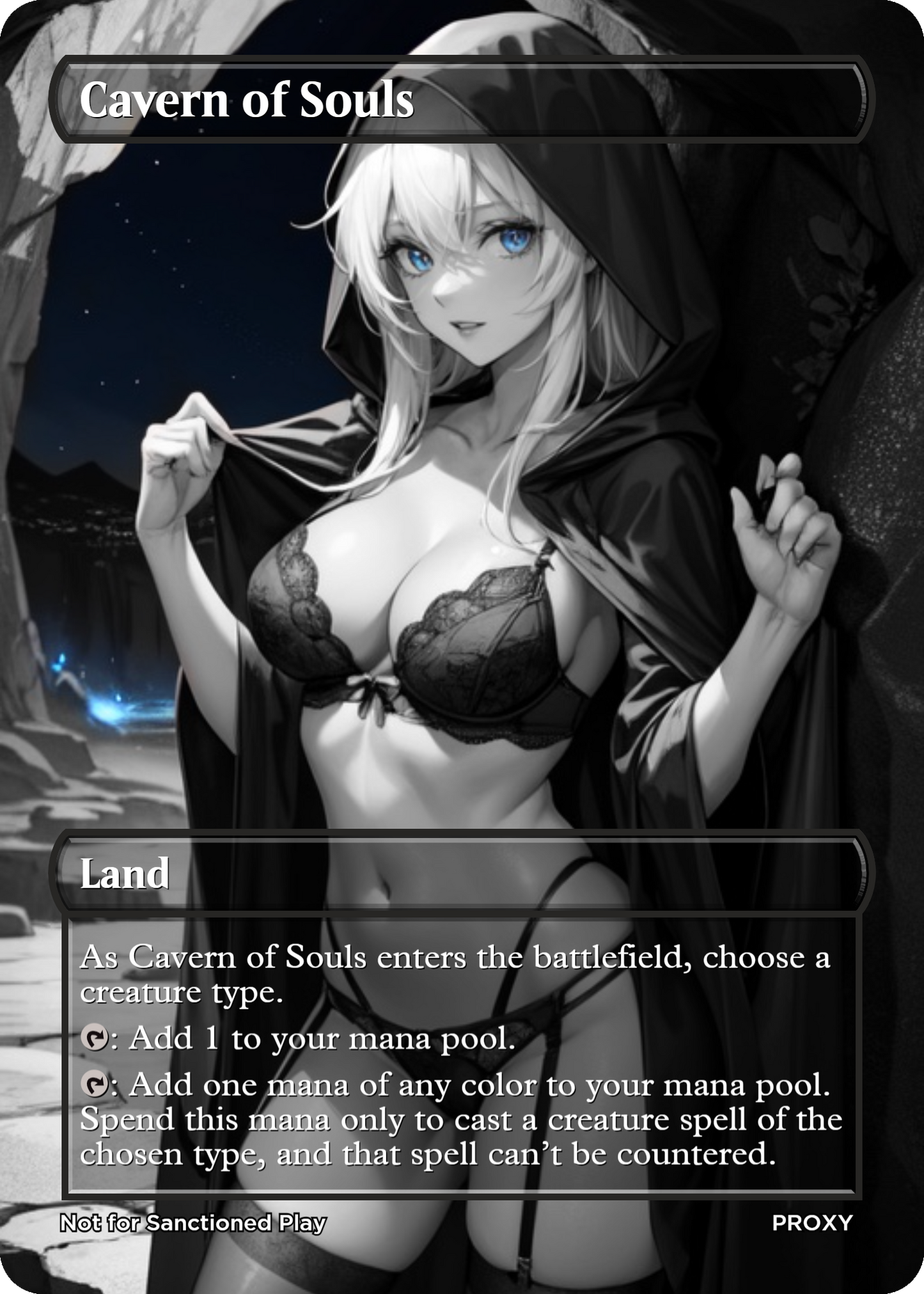 Cavern of Souls Land (Non-Creature) - MTG PROXY Anime Waifu - Mature Content