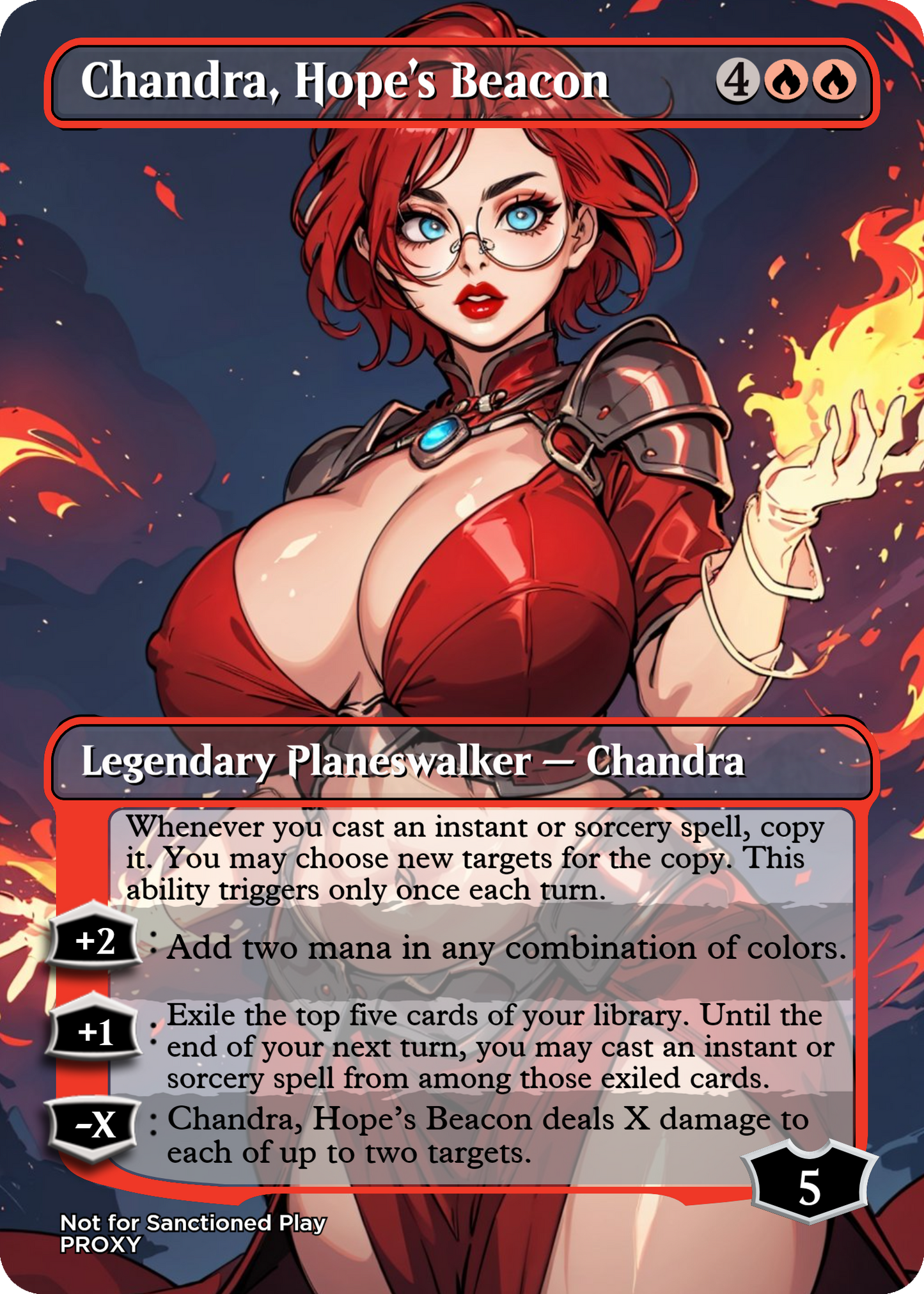 Chandra, Hope's Beacon Planeswalker - MTG PROXY Anime Waifu - Mature Content