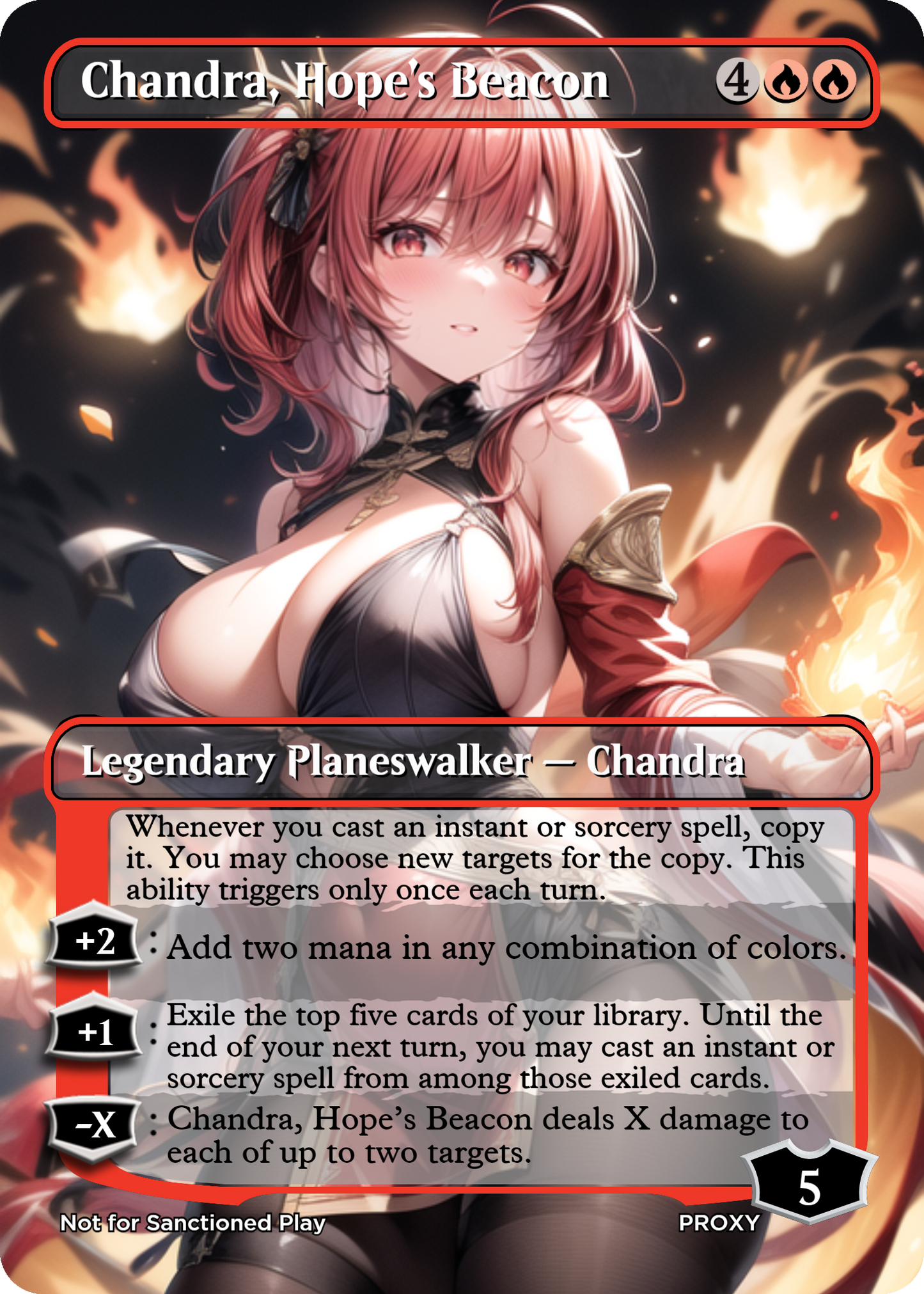 Chandra, Hope's Beacon Planeswalker - MTG PROXY Anime Waifu - Mature Content