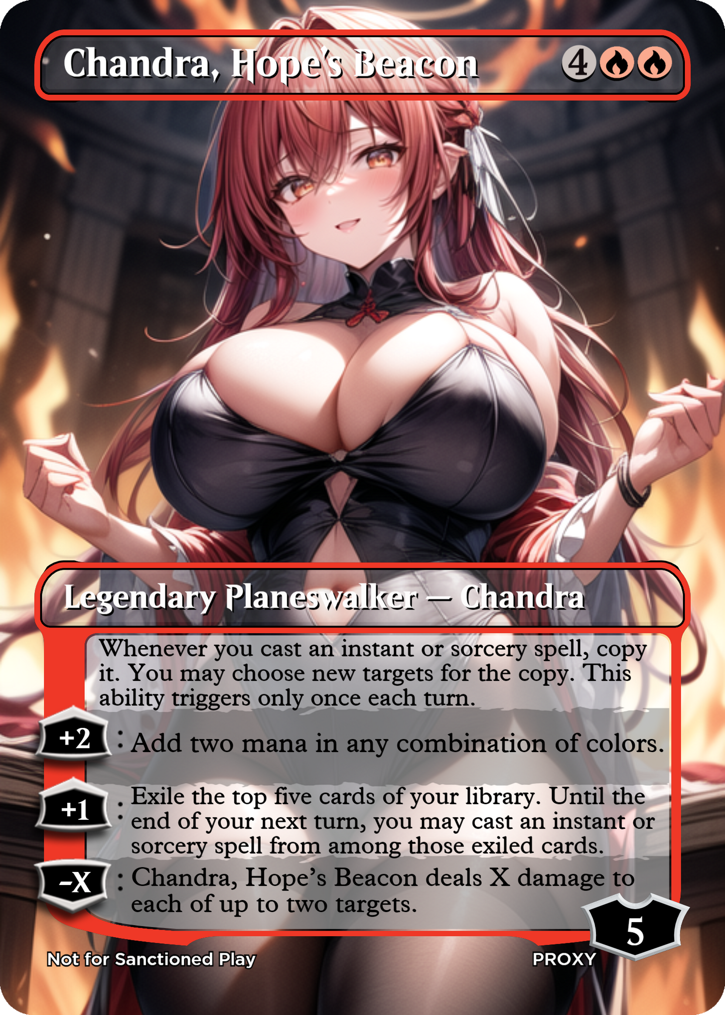 Chandra, Hope's Beacon Planeswalker - MTG PROXY Anime Waifu - Mature Content