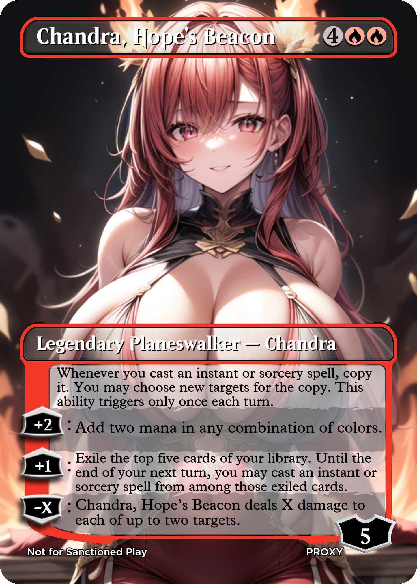 Chandra, Hope's Beacon Planeswalker - MTG PROXY Anime Waifu - Mature Content