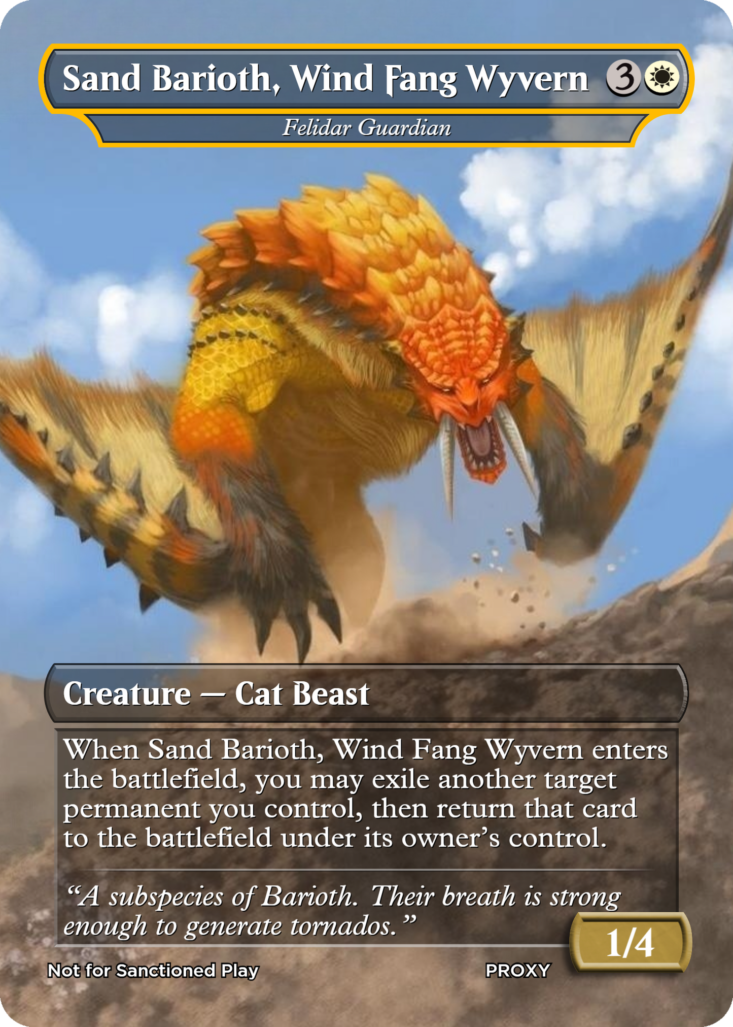 NEW!!! Sand Barioth, Wind Fang Wyvern (Felidar Guardian) - MTG PROXY Video Games/Monster Hunter Wilds