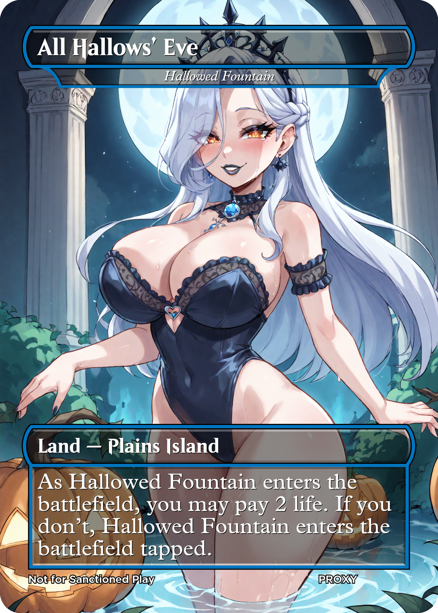 All Hallows' Eve (Hallowed Fountain) Land Non-Creature - LIMITED EDITION - MTG PROXY Anime Waifu - Mature Content (Copy)