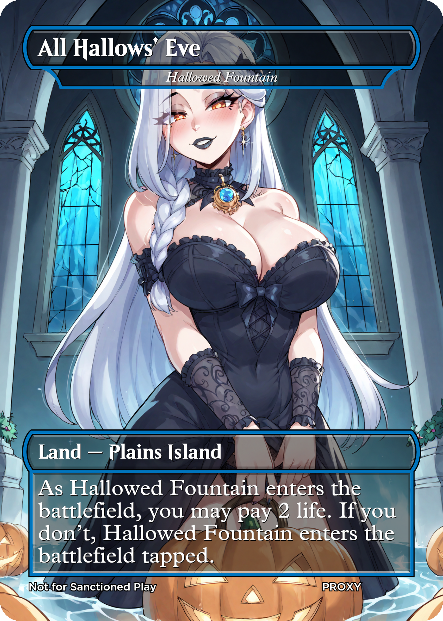All Hallows' Eve (Hallowed Fountain) Land Non-Creature - LIMITED EDITION - MTG PROXY Anime Waifu - Mature Content (Copy)