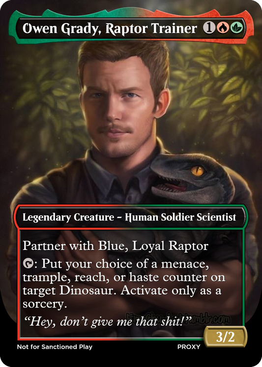 Owen Grady, Raptor Trainer Creature - MTG PROXY Jurassic Park
