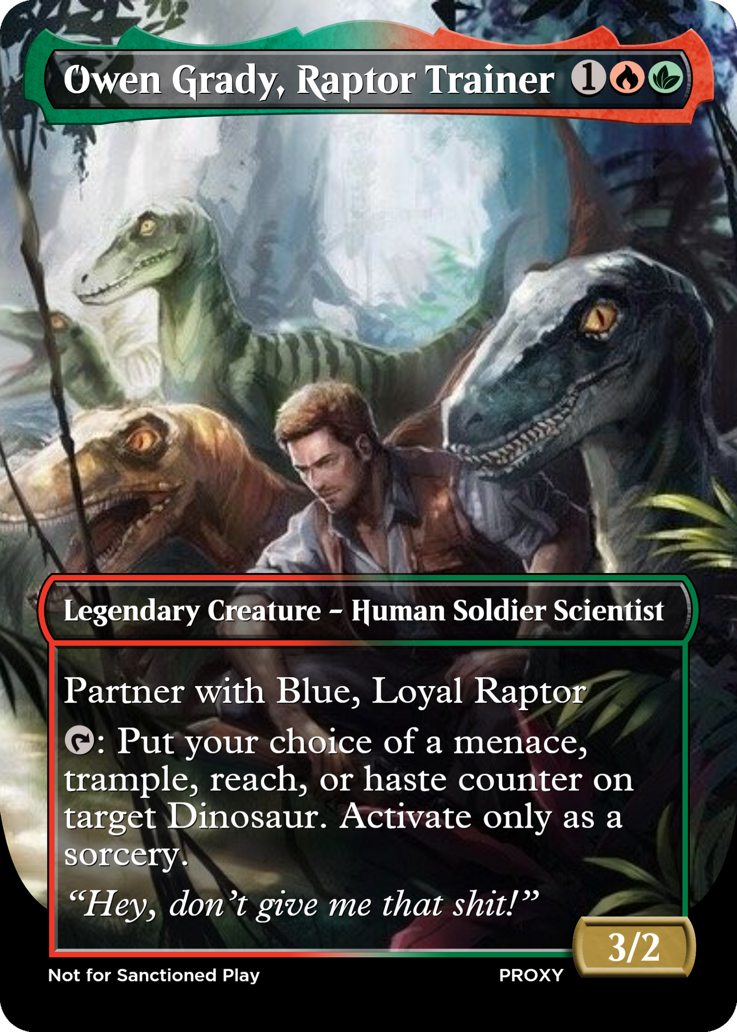 Owen Grady, Raptor Trainer Creature - MTG PROXY Jurassic Park