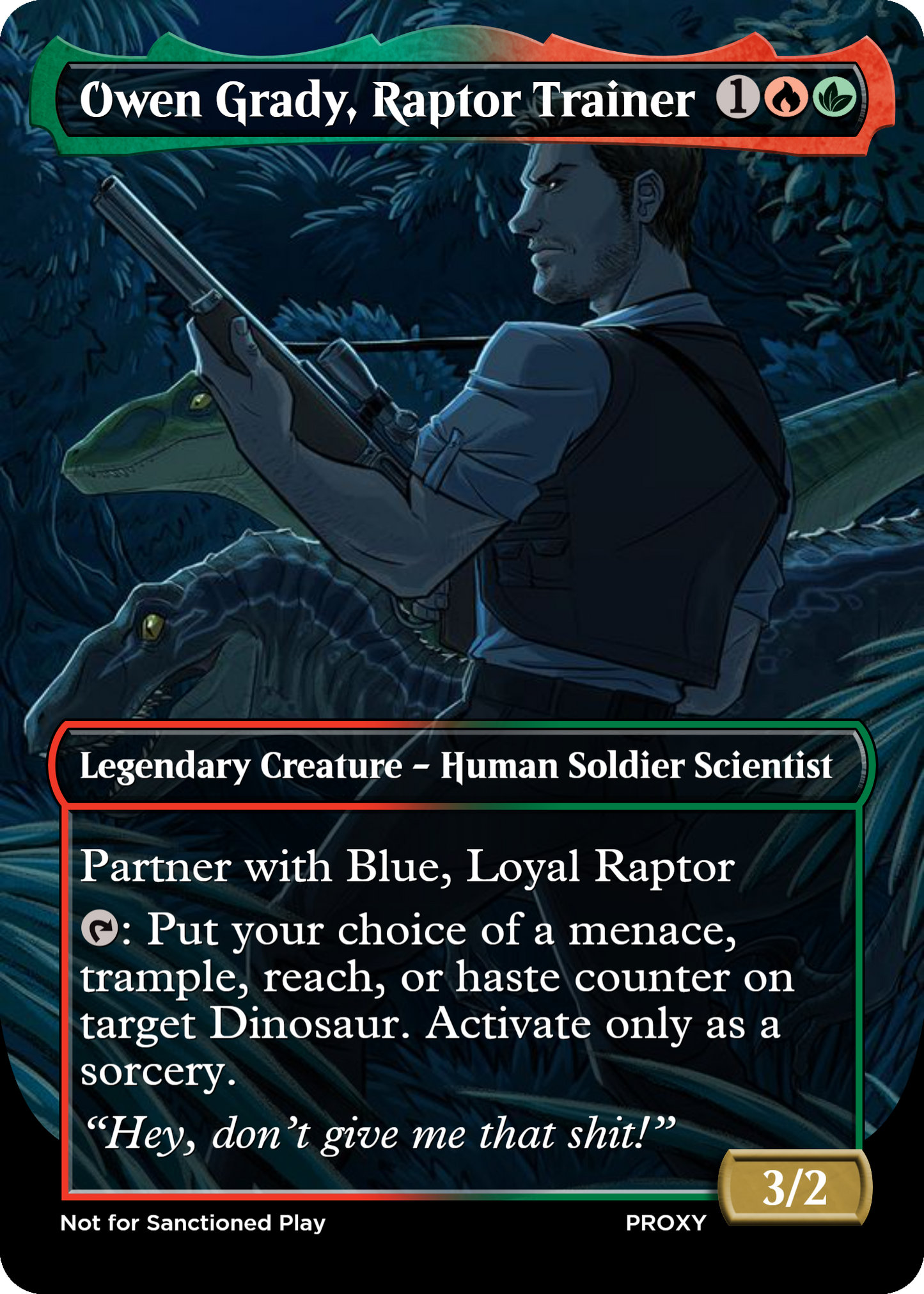 Owen Grady, Raptor Trainer Creature - MTG PROXY Jurassic Park
